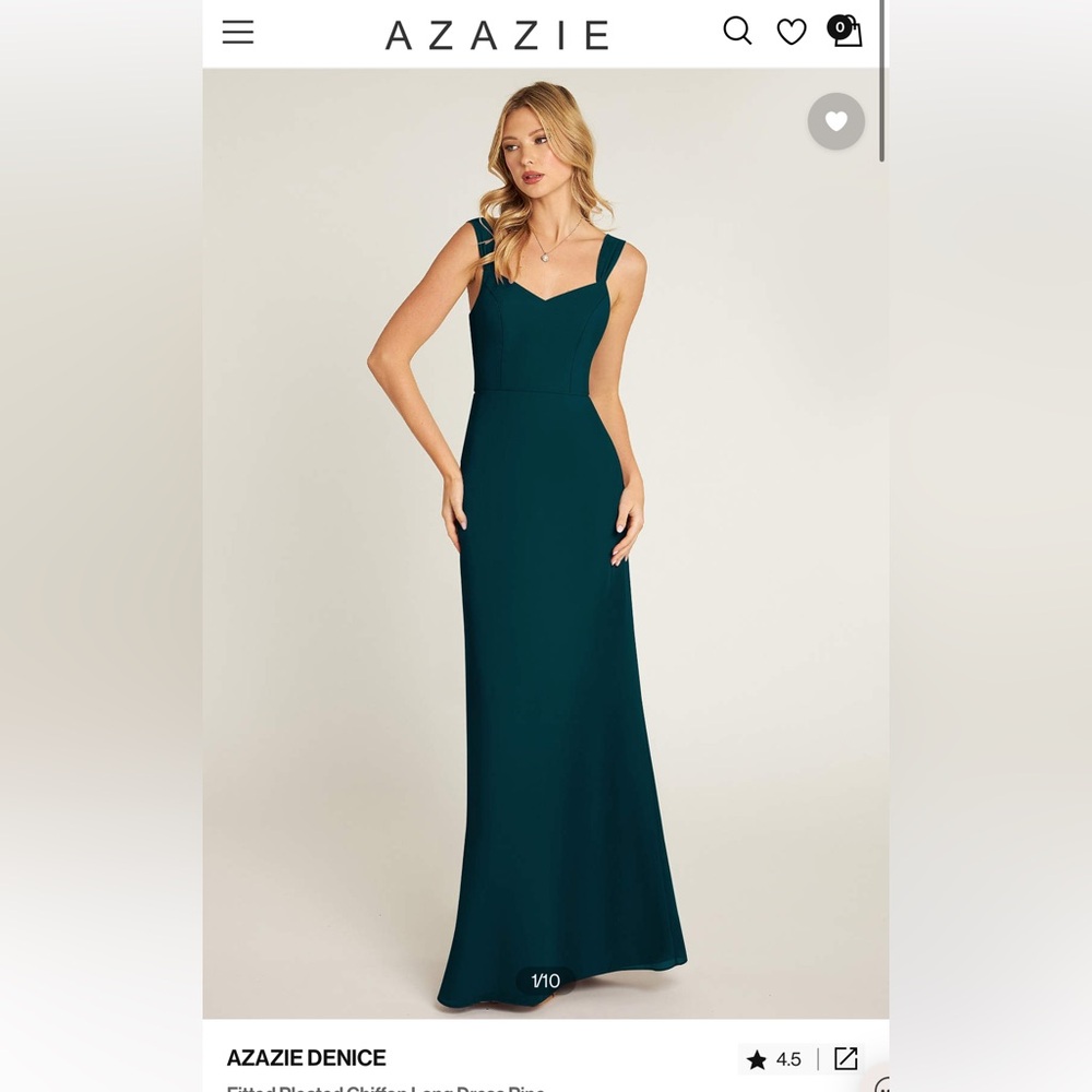 Azazie Denice Pine Colored Dress Size A0